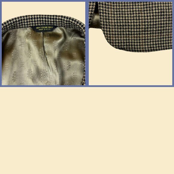 1970s houndstooth sports coat by Aldrich Custom Apparel, vintage USA-made jacket - Picture 5 of 8
